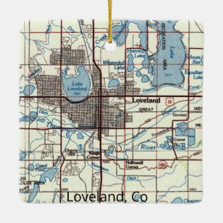 Ornement En Céramique Carte de Loveland CO Topo