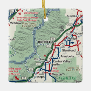 Ornement En Céramique Carte de l'Utah de Richfield