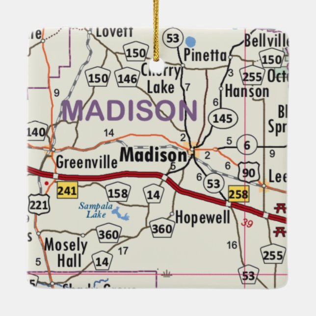 Ornement En Céramique Carte de Madison Floride (Dos)