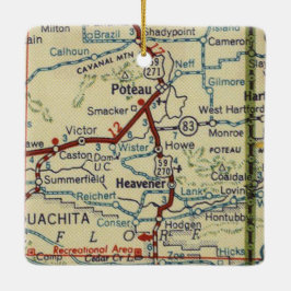 Ornement En Céramique Carte de Poteau OK et Heavener Oklahoma