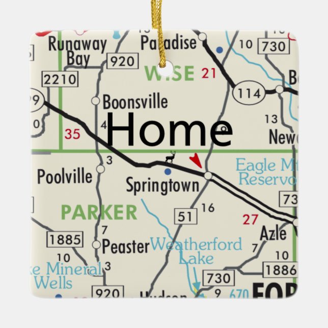 Ornement En Céramique Carte de Springtown Texas (Devant)