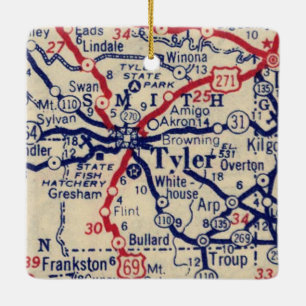Ornement En Céramique Carte de Tyler TX 1941