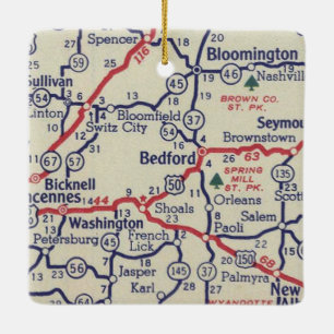 Ornement En Céramique Carte des années 50 de Bedford