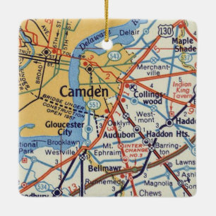 Ornement En Céramique Carte des années 50 de Camden NJ