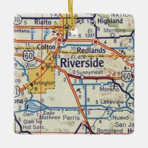Ornement En Céramique Carte des années 50 de la CA de Riverside