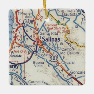 Ornement En Céramique Carte des années 50 de Salinas