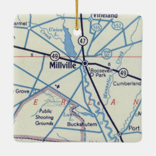 Ornement En Céramique Carte des années 50 du Millville NJ