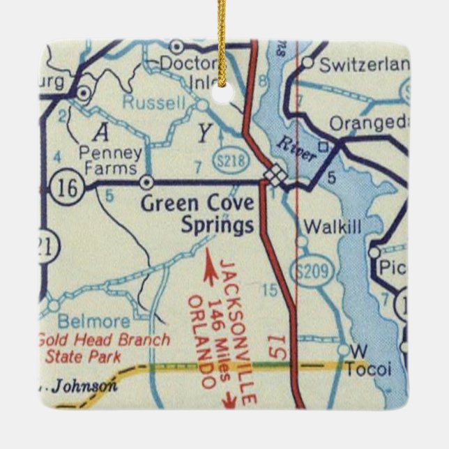 Ornement En Céramique Carte des sources de Green Cove (Dos)