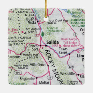 Ornement En Céramique Carte du CO de Salida