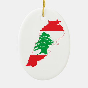 Ornement En Céramique Carte du drapeau du Liban
