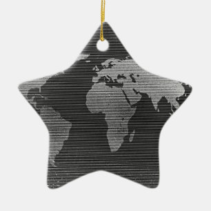 Ornement En Céramique Carte du monde noir et blanc