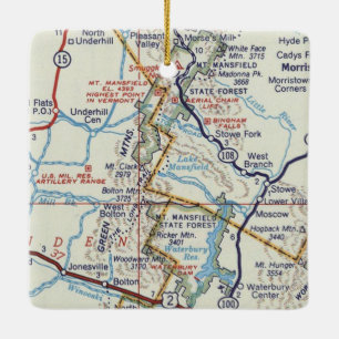Ornement En Céramique Carte du Vermont Retro Mountains
