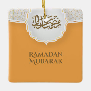 Ornement En Céramique Carte Eid Mubarak avec Masjid