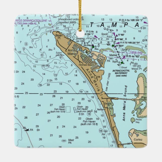 Ornement En Céramique Carte FL de l'île Anna Maria (Dos)