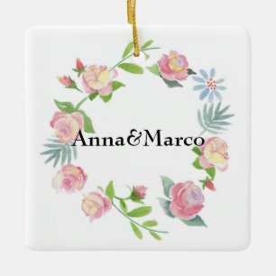 Ornement En Céramique carte florale aquarelle