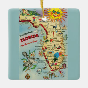 Ornement En Céramique Carte Floride