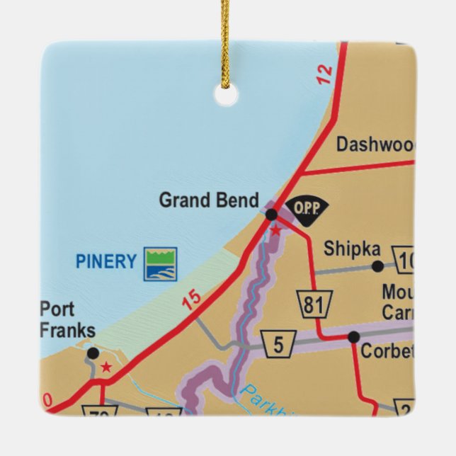 Ornement En Céramique Carte Grand Bend Ontario (Dos)