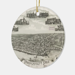 Ornement En Céramique Carte imagée vintage de Narragansett RI (1888)