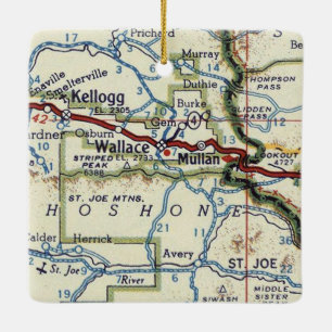 Ornement En Céramique Carte Kellogg et Wallace ID