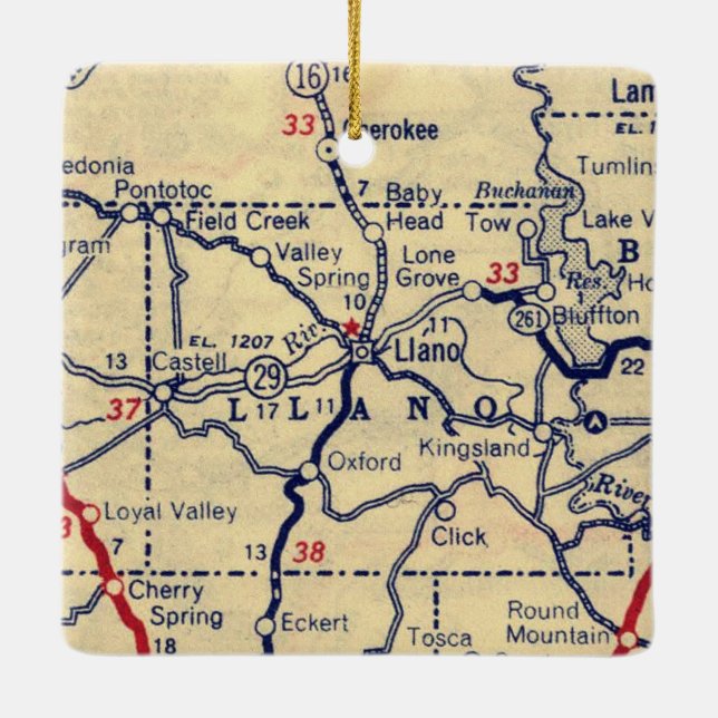 Ornement En Céramique Carte Llano TX 1945 (Dos)