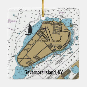 Ornement En Céramique Carte marine de l'île des gouverneurs NY