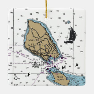 Ornement En Céramique Carte marine de l'île Mackinac MI