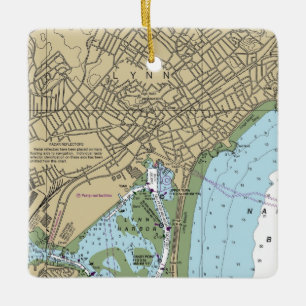 Ornement En Céramique Carte marine Lynn MA