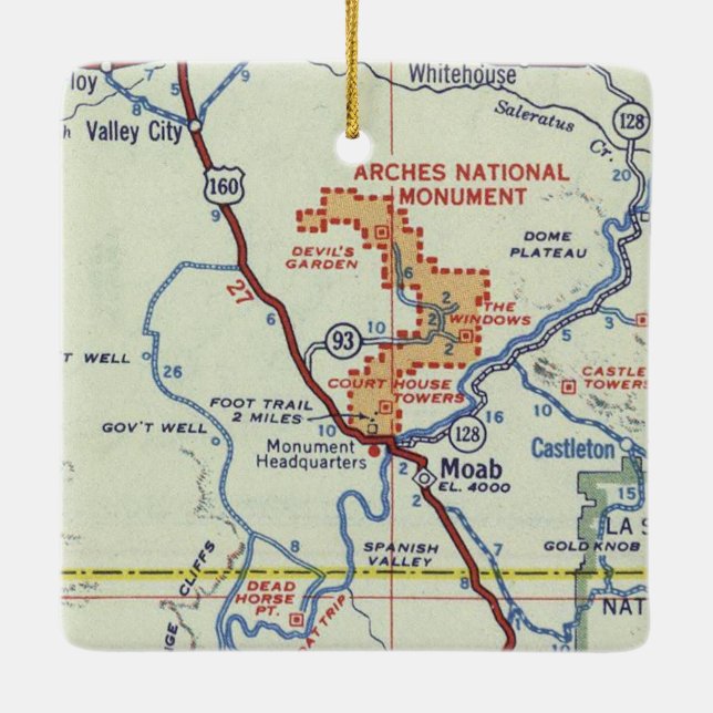 Ornement En Céramique Carte Moab Retro (Dos)