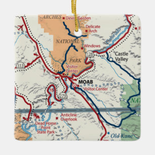 Ornement En Céramique Carte Moab Utah