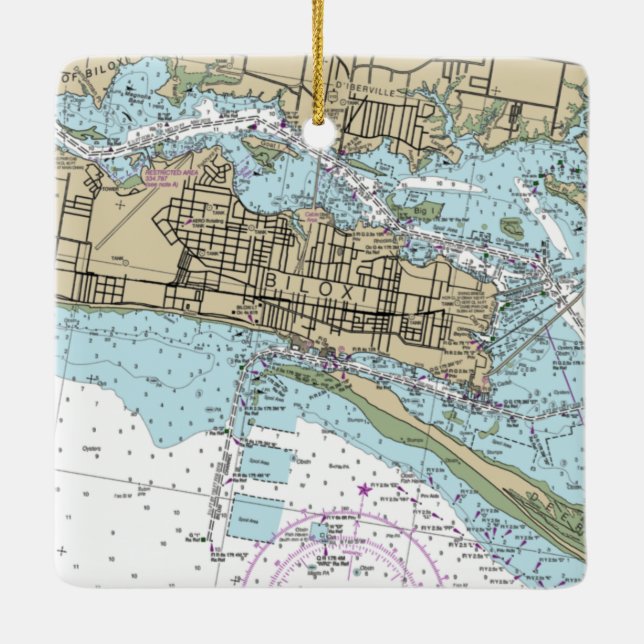 Ornement En Céramique Carte nautique Biloxi MS (Dos)