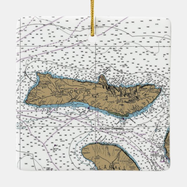 Ornement En Céramique Carte nautique de Molokai Hawaii (Dos)