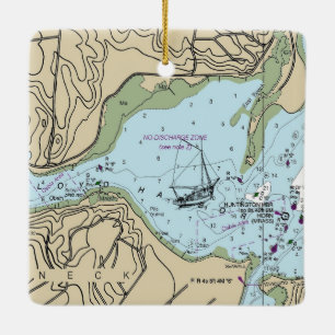 Ornement En Céramique Carte nautique Lloyd Harbour NY