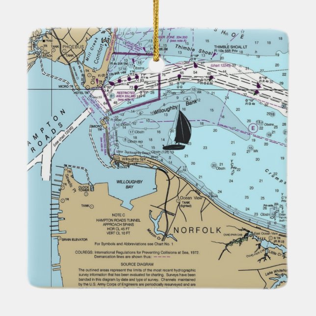 Ornement En Céramique Carte Norfolk VA (Dos)