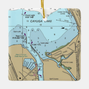 Ornement En Céramique Carte NY Du Lac Cayuga Ithaca