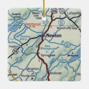 Ornement En Céramique Carte rétro Newton NJ