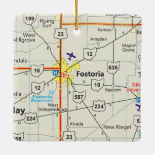 Ornement En Céramique Carte routière de Fostoria Ohio
