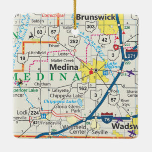 Ornement En Céramique Carte routière de Medina Ohio