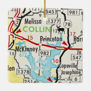 Ornement En Céramique Carte routière de Princeton TX