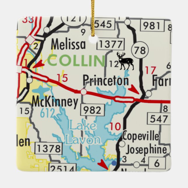 Ornement En Céramique Carte routière de Princeton TX (Dos)