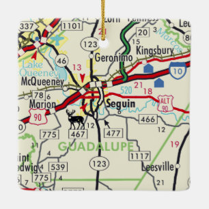 Ornement En Céramique Carte routière de Seguin TX