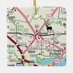 Ornement En Céramique Carte routière de Sinton TX