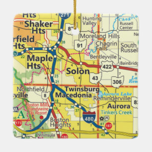 Ornement En Céramique Carte routière de Solon Ohio