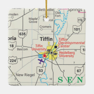 Ornement En Céramique Carte routière du Tiffin Ohio