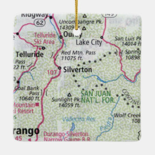 Ornement En Céramique Carte Silverton et Ouray