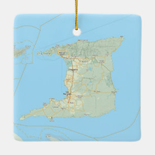 Ornement En Céramique Carte Trinidad Noël