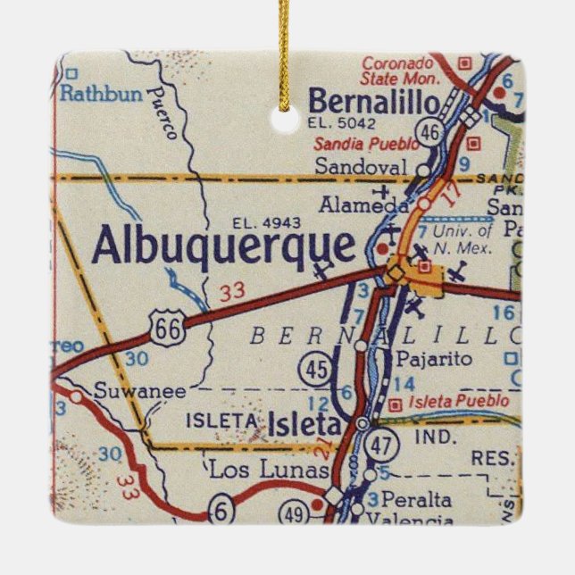 Ornement En Céramique Carte Vintage Albuquerque (Dos)