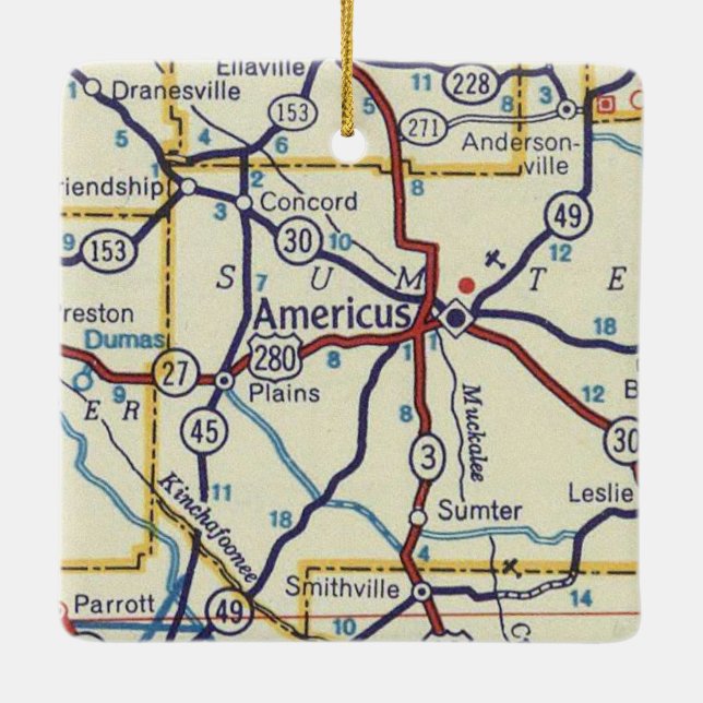 Ornement En Céramique Carte Vintage American GA (Dos)