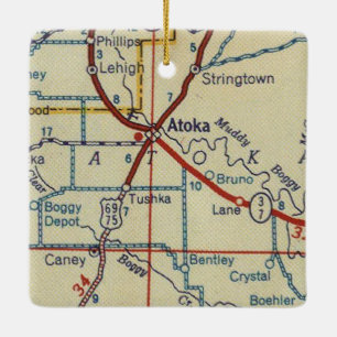 Ornement En Céramique Carte Vintage Atoka OK
