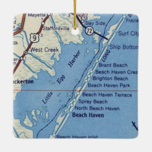 Ornement En Céramique Carte Vintage de Beach Haven NJ