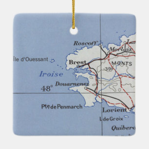 Ornement En Céramique Carte Vintage de Brest France